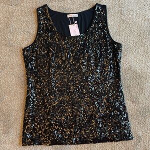Black Sequin Sleeveless Glitter Top Size 3XL Party Club
